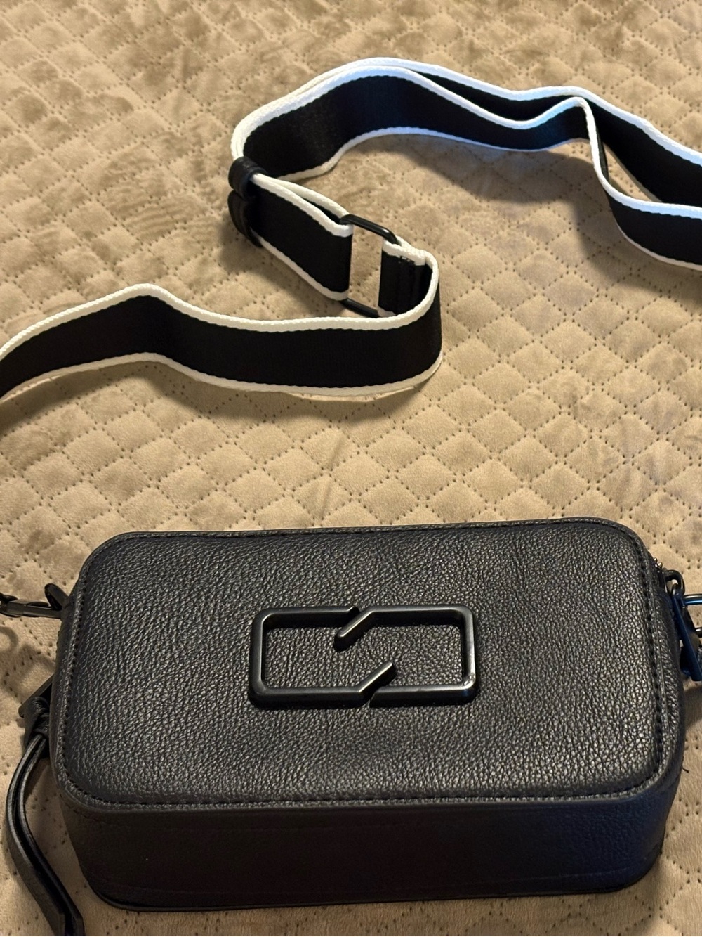 Call It Spring Black Crossbody Camera Bag with Logo Accent